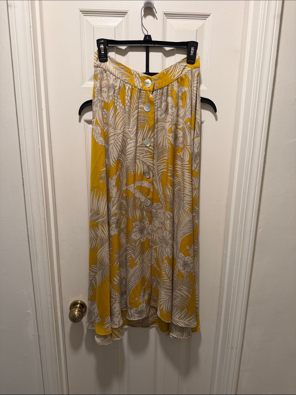 Zara Yellow Floral Maxi Skirt with Button Front